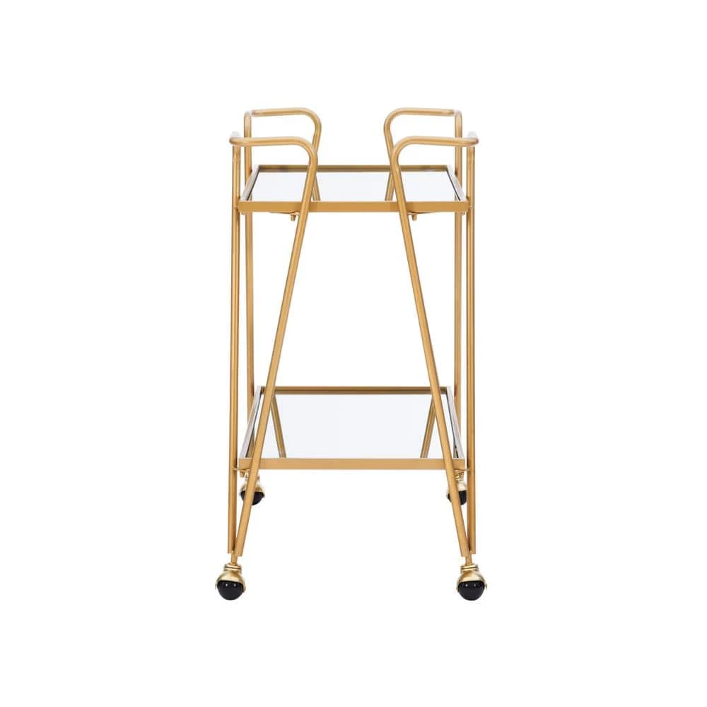 Mid-Century Gold Bar Cart with Castors by Linon Home Decor 4 Mid-Century Gold Bar Cart with Castors by Linon Home Decor - Image 2