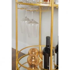 Round Gold Metal Bar Cart by Linon Home Decor -Linon Home Decor Shop gold linon home decor bar carts thd00525 44 1000