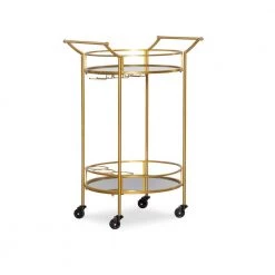 Round Gold Metal Bar Cart by Linon Home Decor -Linon Home Decor Shop gold linon home decor bar carts thd00525 66 1000