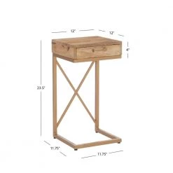 Carina 12 in. W Gold Natural Rectangle Wood Top C Table by Linon Home Decor -Linon Home Decor Shop gold linon home decor c tables hd221876 1f 1000