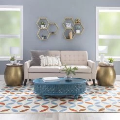 Wagner 19.25 in. W Gold Round Wood Top Drum Side Table With Storage by Linon Home Decor -Linon Home Decor Shop gold linon home decor end side tables hd221857 fa 1000