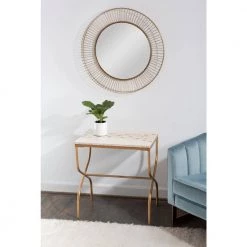 Carter Gold Capiz Fish Mosaic Accent Table by Linon Home Decor -Linon Home Decor Shop gold linon home decor end side tables thd02761 31 1000