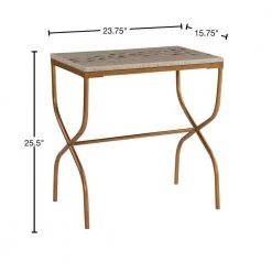 Carter Gold Capiz Fish Mosaic Accent Table by Linon Home Decor -Linon Home Decor Shop gold linon home decor end side tables thd02761 40 1000