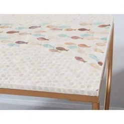 Carter Gold Capiz Fish Mosaic Accent Table by Linon Home Decor -Linon Home Decor Shop gold linon home decor end side tables thd02761 fa 1000
