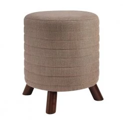 Anslee Gray Round Channel Stitched Stool by Linon Home Decor