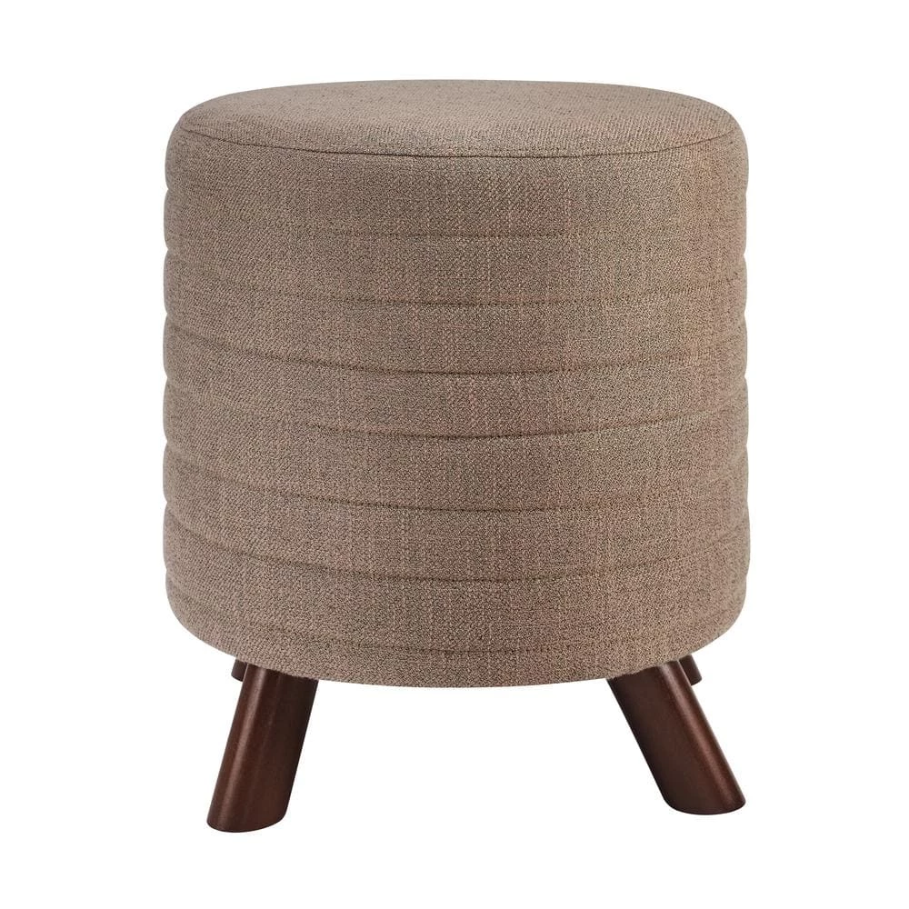 Anslee Gray Round Channel Stitched Stool by Linon Home Decor 4 Anslee Gray Round Channel Stitched Stool by Linon Home Decor - Image 2
