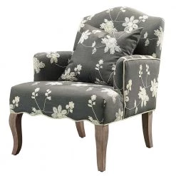 Gray Floral Polyester Arm Chair by Linon Home Decor