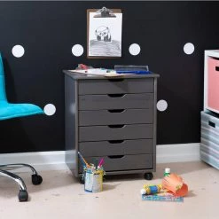 McLeod Grey 6-Drawer Wide Roll Cart by Linon Home Decor -Linon Home Decor Shop gray linon home decor accent cabinets thd02093 31 1000