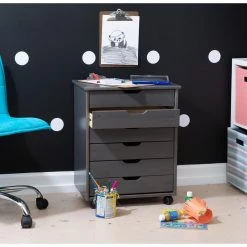 McLeod Grey 6-Drawer Wide Roll Cart by Linon Home Decor -Linon Home Decor Shop gray linon home decor accent cabinets thd02093 4f 1000