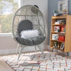 Alessandra Grey Aluminum Frame with Thick Grey Cushion Round Chair by Linon Home Decor 17 Alessandra Grey Aluminum Frame with Thick Grey Cushion Round Chair by Linon Home Decor -Linon Home Decor Shop gray linon home decor accent chairs thd03210 44 1000