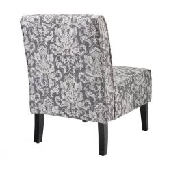 Bruno Grey Damask Polyester Accent Chair with Black Wood Legs by Linon Home Decor -Linon Home Decor Shop gray linon home decor accent chairs thd03225 66 1000