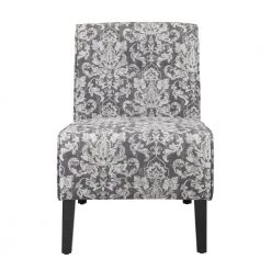 Bruno Grey Damask Polyester Accent Chair with Black Wood Legs by Linon Home Decor -Linon Home Decor Shop gray linon home decor accent chairs thd03225 c3 1000