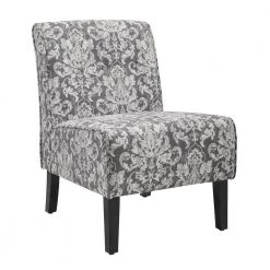 Aspen Gray Damask Slipper Chair by Linon Home Decor