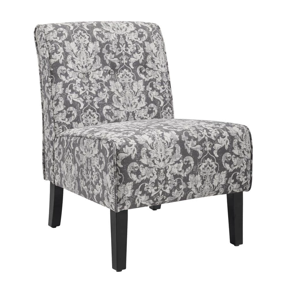 Aspen Gray Damask Slipper Chair by Linon Home Decor 3 Aspen Gray Damask Slipper Chair by Linon Home Decor