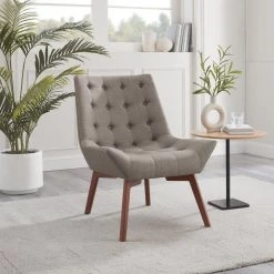 Julian Gray Tufted Modern Accent Chair by Linon Home Decor 15 Julian Gray Tufted Modern Accent Chair by Linon Home Decor -Linon Home Decor Shop gray linon home decor accent chairs thd04026 1f 1000
