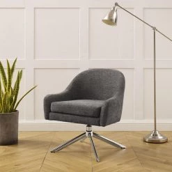 Joslyn Granite Swivel Polyester Fabric Accent Chair by Linon Home Decor -Linon Home Decor Shop gray linon home decor accent chairs thd04090 1f 1000