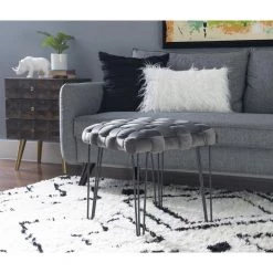 Grace Gray Basket weave Square Ottoman Stool by Linon Home Decor -Linon Home Decor Shop gray linon home decor bar stools hd221869 31 1000