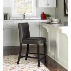 Clyde 24" Grey Upholstered Back and Seat Counter stool by Linon Home Decor -Linon Home Decor Shop gray linon home decor bar stools thd03494 31 1000