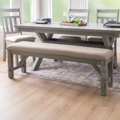 Krause Weathered Grey Dining Bench by Linon Home Decor -Linon Home Decor Shop gray linon home decor bedroom benches hd221905 31 1000