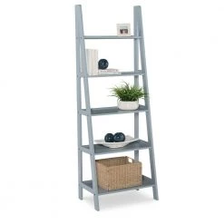 Linon Benson 72 in. Tall Acadia Grey Wood Ladder Bookshelf by Linon Home Decor -Linon Home Decor Shop gray linon home decor bookcases bookshelves thd02694 1f 1000