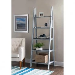Linon Benson 72 in. Tall Acadia Grey Wood Ladder Bookshelf by Linon Home Decor -Linon Home Decor Shop gray linon home decor bookcases bookshelves thd02694 31 1000