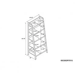 Stacey 60 in. H Grey Wood 5-Shelf Ladder Bookcase with Fixed Shelves by Linon Home Decor -Linon Home Decor Shop gray linon home decor bookcases bookshelves thd03304 1f 1000