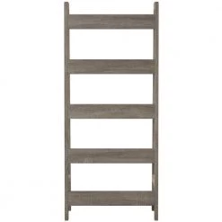 Stacey 60 in. H Grey Wood 5-Shelf Ladder Bookcase with Fixed Shelves by Linon Home Decor -Linon Home Decor Shop gray linon home decor bookcases bookshelves thd03304 4f 1000