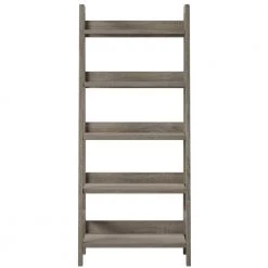 Stacey 60 in. H Grey Wood 5-Shelf Ladder Bookcase with Fixed Shelves by Linon Home Decor -Linon Home Decor Shop gray linon home decor bookcases bookshelves thd03304 c3 1000