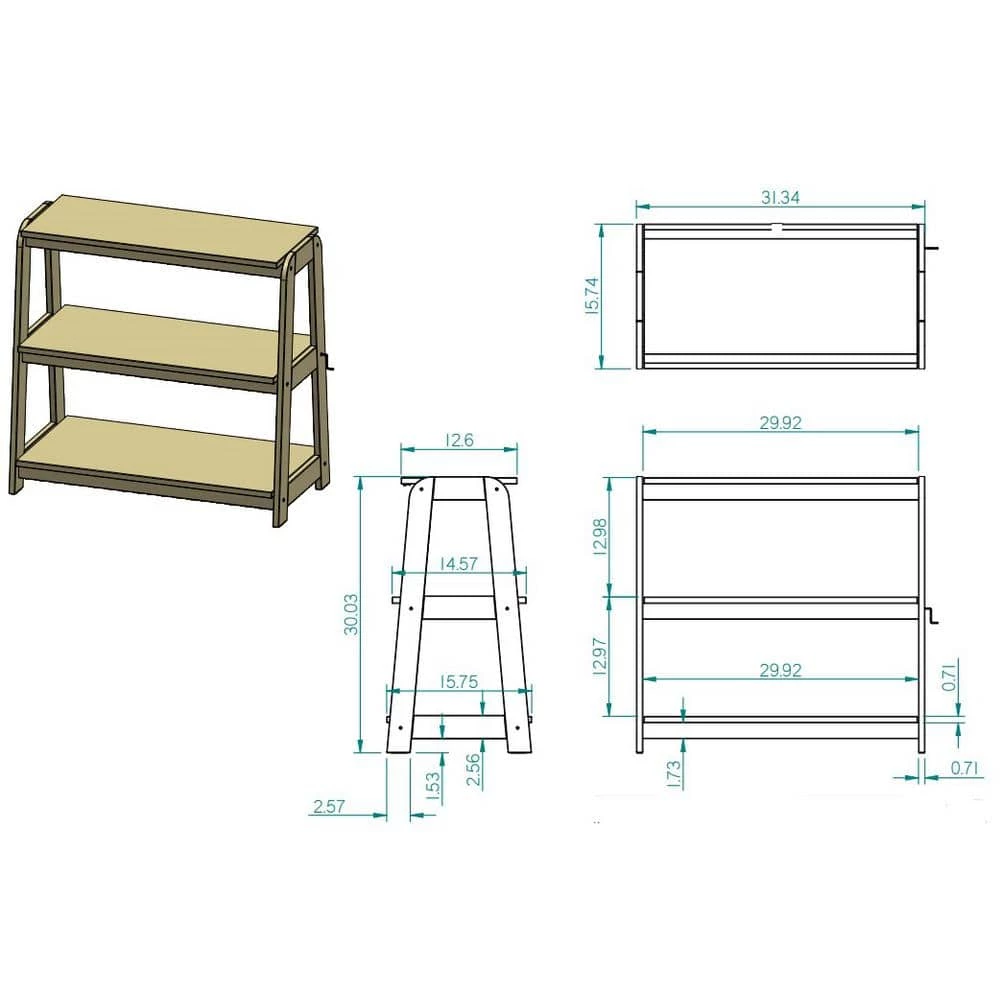 Grant 30 in. Grey and Natural Wood 3-Shelf Printer Stand by Linon Home Decor 8 Grant 30 in. Grey and Natural Wood 3-Shelf Printer Stand by Linon Home Decor - Image 6