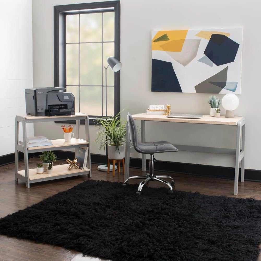 Grant 30 in. Grey and Natural Wood 3-Shelf Printer Stand by Linon Home Decor 7 Grant 30 in. Grey and Natural Wood 3-Shelf Printer Stand by Linon Home Decor - Image 5