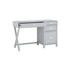 Sara 48 in. W Rectangle Gray Wood 4-Drawer Computer Desk with Side Storage by Linon Home Decor -Linon Home Decor Shop gray linon home decor computer desks thd02965 c3 1000