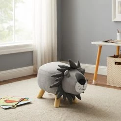 Leo the Lion Seat or Foot Stool by Linon Home Decor -Linon Home Decor Shop gray linon home decor kids chairs hd221871 31 1000
