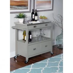 Renee Grey Kitchen Cart with Stainless Steel Top, 2 Small Drawers, and 2 Large Drawers by Linon Home Decor 23 Renee Grey Kitchen Cart with Stainless Steel Top, 2 Small Drawers, and 2 Large Drawers by Linon Home Decor -Linon Home Decor Shop gray linon home decor kitchen carts thd03302 31 1000