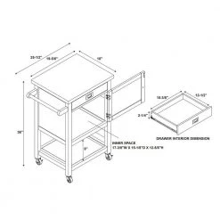 Cindy Grey Kitchen Cart with Towel Rack, Shelf, Storage, and Drawer by Linon Home Decor -Linon Home Decor Shop gray linon home decor kitchen carts thd03474 44 1000