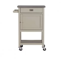 Cindy Grey Kitchen Cart with Towel Rack, Shelf, Storage, and Drawer by Linon Home Decor