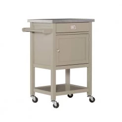Cindy Grey Kitchen Cart with Towel Rack, Shelf, Storage, and Drawer by Linon Home Decor -Linon Home Decor Shop gray linon home decor kitchen carts thd03474 c3 1000