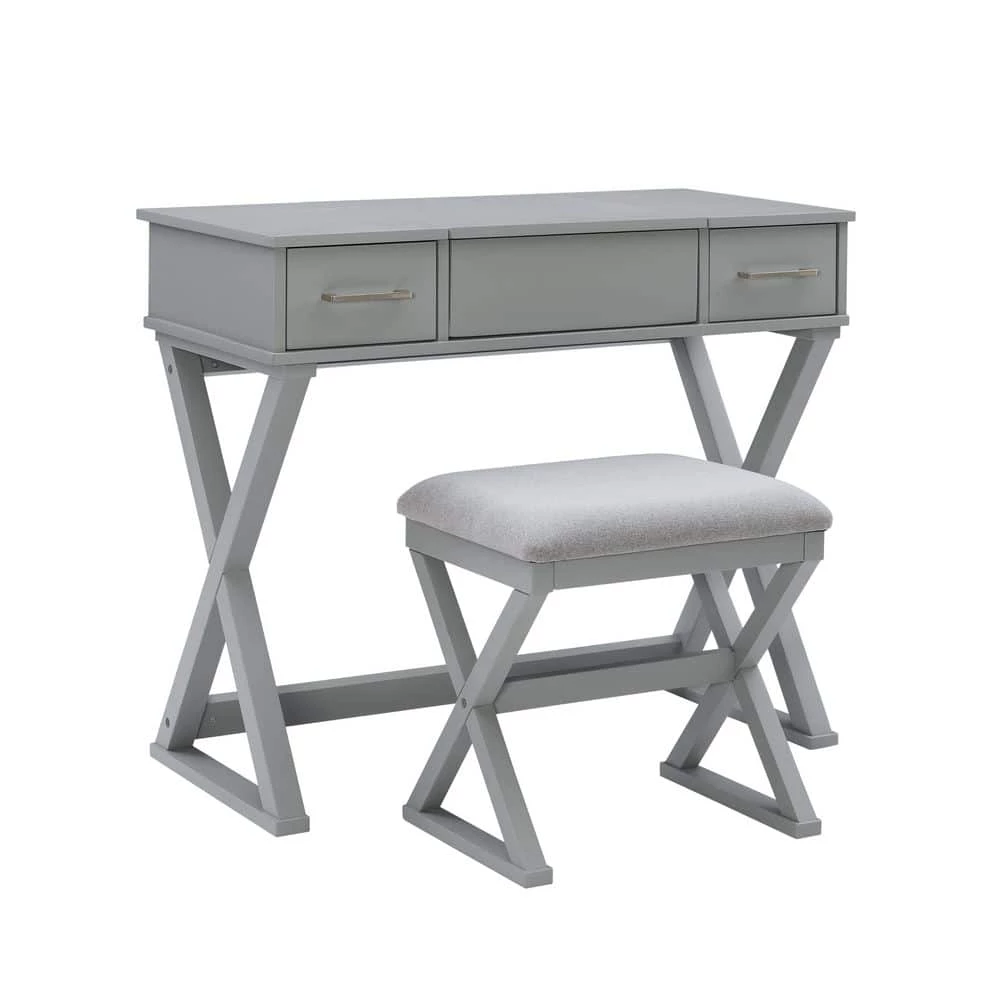 Jett Vanity Gray set by Linon Home Decor 3 Jett Vanity Gray set by Linon Home Decor