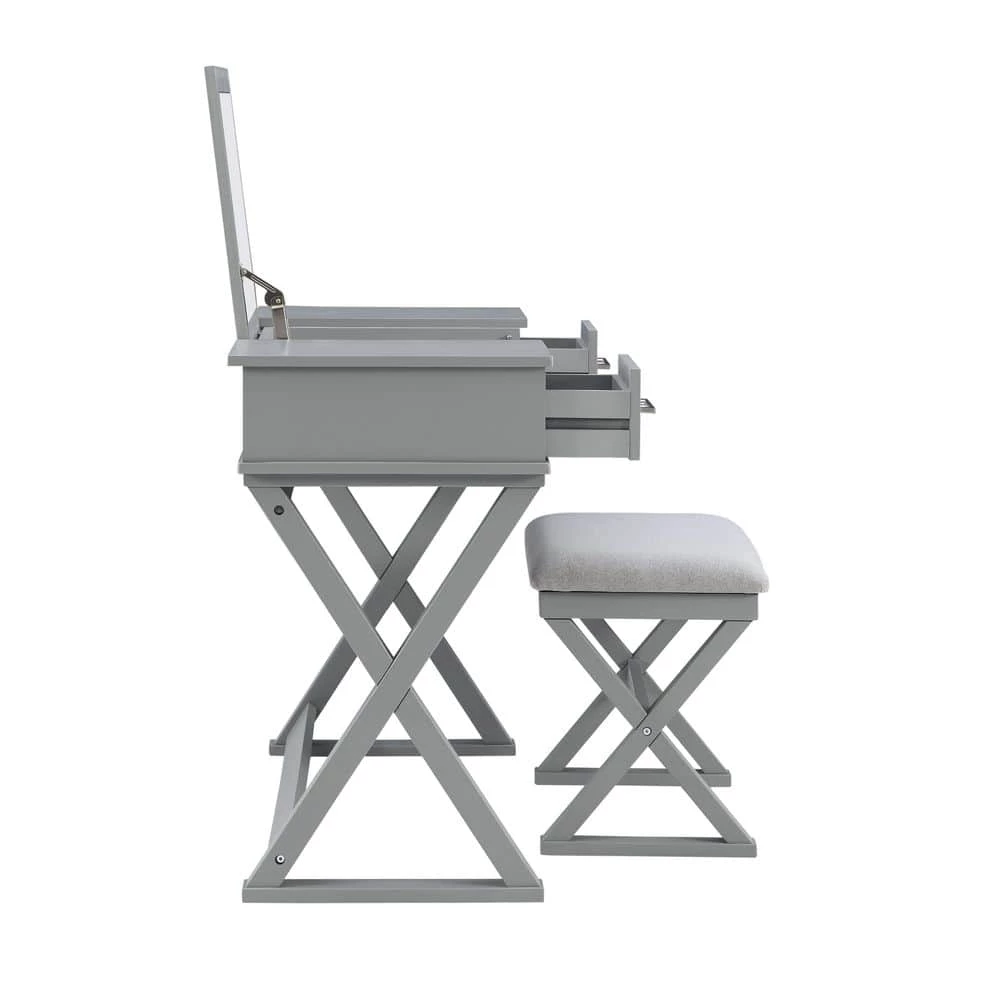 Jett Vanity Gray set by Linon Home Decor 4 Jett Vanity Gray set by Linon Home Decor - Image 2