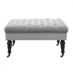 Isabelle Gray Velvet Square Tufted Ottoman by Linon Home Decor 13 Isabelle Gray Velvet Square Tufted Ottoman by Linon Home Decor -Linon Home Decor Shop gray linon home decor ottomans thd01891 c3 1000