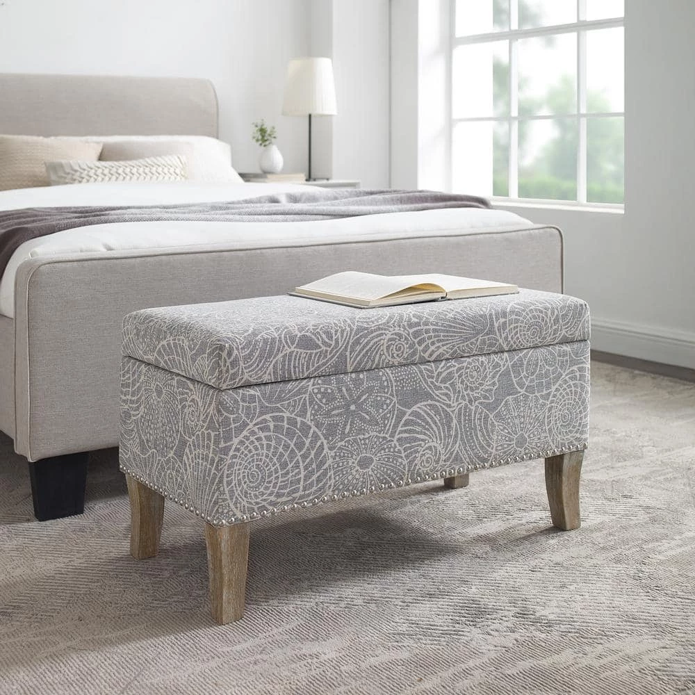 Stephanie Stone Grey Upholstered Storage Ottoman by Linon Home Decor 12 Stephanie Stone Grey Upholstered Storage Ottoman by Linon Home Decor - Image 10