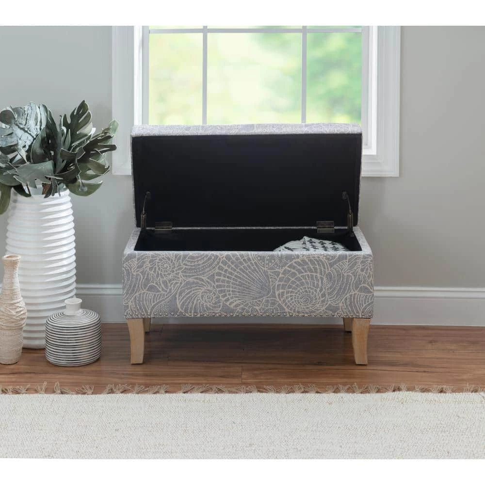 Stephanie Stone Grey Upholstered Storage Ottoman by Linon Home Decor 7 Stephanie Stone Grey Upholstered Storage Ottoman by Linon Home Decor - Image 5
