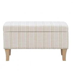 Stephanie Beige Linen Stripe Upholstered Storage Ottoman by Linon Home Decor -Linon Home Decor Shop gray linon home decor ottomans thd02715 c3 1000