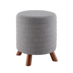 Anslee Light Grey Polyester Ottoman by Linon Home Decor
