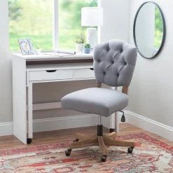 Carley Grey Fabric Seat Office Task Chair with Adjustable Height by Linon Home Decor -Linon Home Decor Shop gray linon home decor task chairs thd03516 31 1000