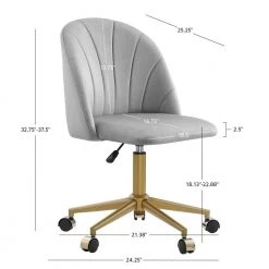 Gene Adjustable Gray Polyester Velvet Fabric Desk Chair by Linon Home Decor -Linon Home Decor Shop gray linon home decor task chairs thd04086 44 1000