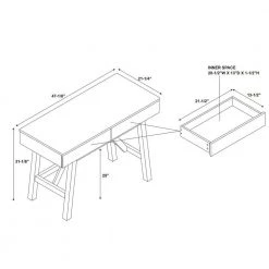 Stacey 47.25 in. W Rectangular Grey Wood 2-Drawer Writing Desk by Linon Home Decor -Linon Home Decor Shop gray linon home decor writing desks thd03305 44 1000