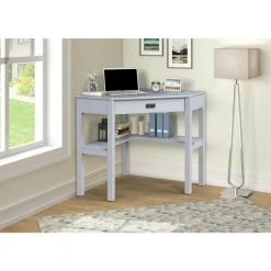 Sara 29 in. W Corner Desk Wood Gray Writing Desk with Keyboard and Mouse Tray by Linon Home Decor -Linon Home Decor Shop gray linon home decor writing desks thd03457 31 1000