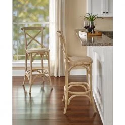 Posy 30 in. Neutral Washed Wooden Bar Stool by Linon Home Decor -Linon Home Decor Shop gray natural linon home decor bar stools thd00607 31 1000