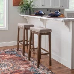 Claridge 30 in. Gray and Rustic Backless Bar Stool by Linon Home Decor -Linon Home Decor Shop gray rustic linon home decor bar stools thd02008 4f 1000