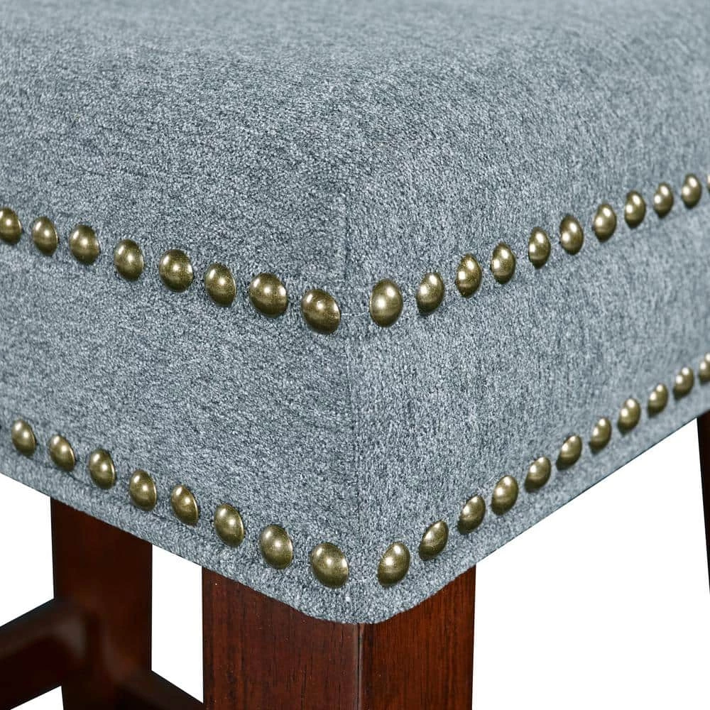 Will Grey Counter Stool with Plush Upholstered Seat by Linon Home Decor 6 Will Grey Counter Stool with Plush Upholstered Seat by Linon Home Decor - Image 4